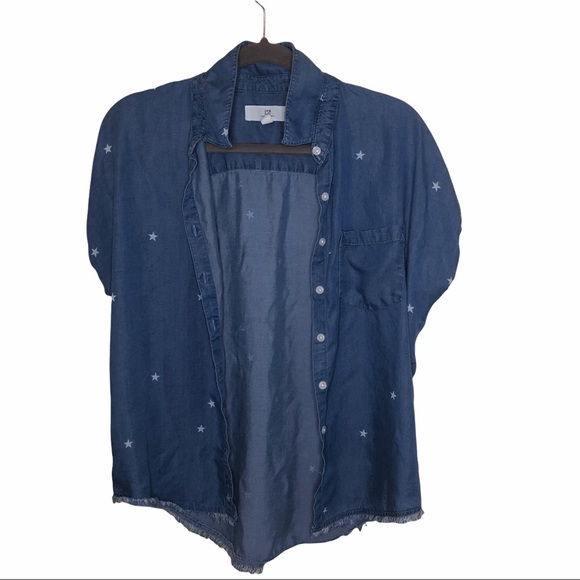 THREAD & SUPPLY Chambray w/ Stars Button Up Sz S - Picture 3 of 6